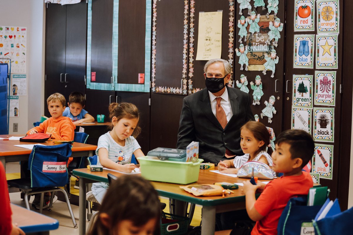 GregAbbott_TX's tweet photo. Today I was at Hamshire-Fannett Elementary with @DadePhelan &amp; @TrentAshbyTX to discuss legislation expanding broadband access.

Thanks to these leaders, &amp; @SenatorNichols, for their partnership on these bills. 

Together, we'll close the digital divide. 

https://t.co/GgYd8Ijsuc https://t.co/AIcFE9wvxi