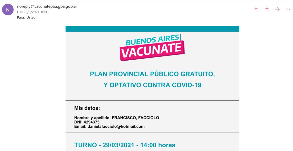 danifacciolo's tweet photo. me avisan que mi papá tiene turno para vacunarse HOY a las 16hs y el turno era HOY a las 14hs, que hago @BAProvincia @SaludBAP ? https://t.co/5ccvQcjtIn
