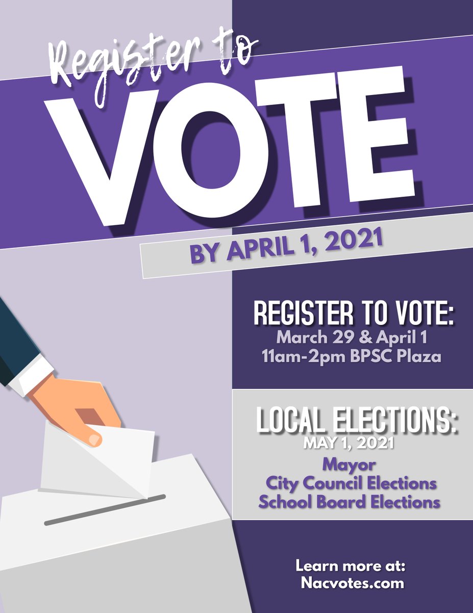 By living in Nacogdoches, you are eligible to vote in many local elections! Take a look at ow.ly/eE5l50EbBwd to learn how to engage in the elections on May 1!
