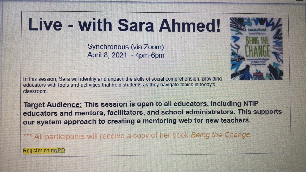 DDSB NTIP (@ddsbntip) on Twitter photo #JoinUs as #SaraAhmed speaks to educators about the importance of #identity and #socialcomprehension to support students - in partnership with <a href="/DDSBKto8/">DDSB K-8 Literacy/Numeracy Team</a> #JoinUs as #SaraAhmed speaks to educators about the importance of #identity and #socialcomprehension to support students - in partnership with <a href="/DDSBKto8/">DDSB K-8 Literacy/Numeracy Team</a>