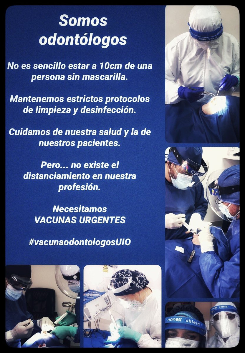 marquezjeff's tweet photo. "NOSOTROS SOMOS LOS MÉDICOS DE LA BOCA"

NECESITAMOS URGENTE VACUNARNOS!!! 

#VacunaParaOdontologosUIO
#SomosOdontologos
#SomosSalud 
A Y U D A !
@DrMauroFalconi @Salud_Ec @Lenin @gisella_bayona @EcuavisaInforma @anniecanizares @janethinostroza @AndresCarrion2 https://t.co/cudLAxUdbG