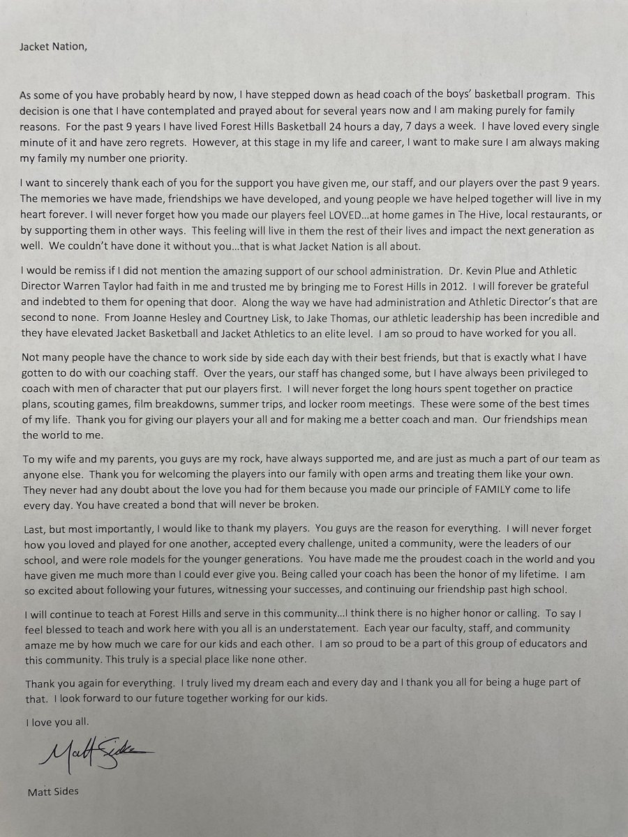Jacket Nation,

You are the best.  I love you all.