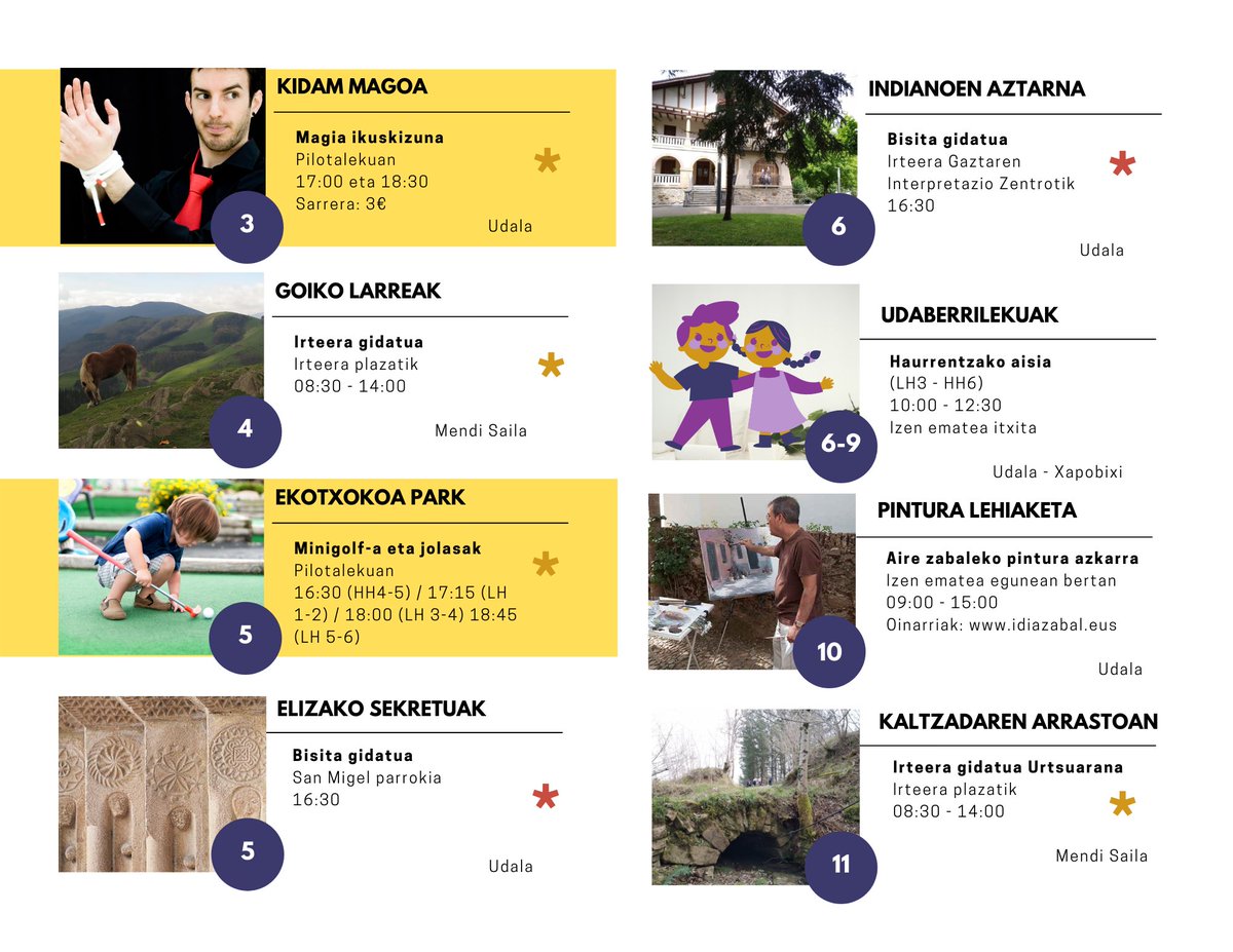 idiazabaludala's tweet photo. Datozen egunetarako Idiazabalen konfinamentu perimetrala ezarri denez, aisi eskaintza indartu dugu. 

🟡 Horiz markatutako ekimenak gehitu dira apirileko agendara.

❕🎟️ Ekintza berrietako izen emateak eta sarrerak bihar 16:30etatik aurrera eskura ditzakezu liburutegian. https://t.co/aOHVd5Eq08