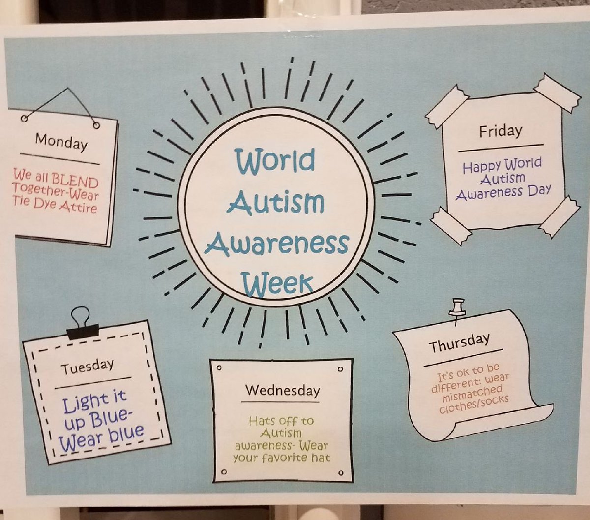 susanamo25's tweet photo. #AutismAwarenessWeek. It’s not the best, or “Dr. Seuss week” great but it’s a decent way to raise awareness. If only teachers could incorporate a bit of autism awareness in their lessons, everyone would be doing a bigger part! 

💙🧩💙 https://t.co/NYL7rsEKlW