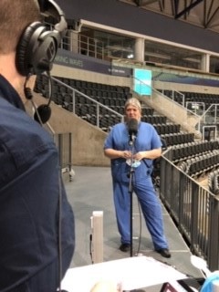 Lead nurse @SSEBelfastArena mass vaccination centre Maggie Magowan tells @NewsDeclan her team are 'excited' and 'committed to delivering the best service'. It's a long day for Maggie, she's been in the centre since 0700 and won't be leaving until later tonight! 😴