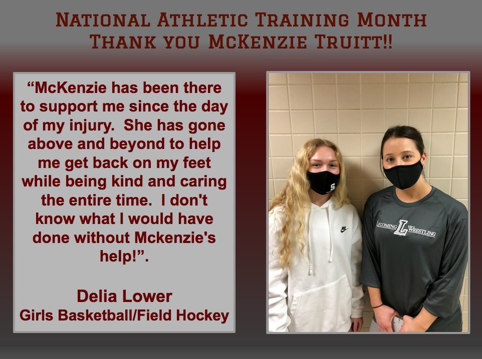 As National Athletic Trainers month comes to a close this week, we want to celebrate our 4 awesome AT's. They not only treat our student-athletes, they care for them and build long-lasting relationships. Today we start by thanking McKenzie Truitt for all she does for our teams!