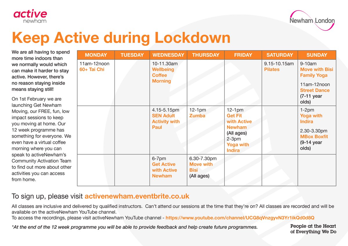 aNCommunity1's tweet photo. #GetNewhamMoving

@activeNewham
 is providing activities throughout the week for residents to get active

Whether your stuck indoors, want a break from working at home, or just want to get active we’ve got you covered

https://t.co/b7ZZqwI0l8 to book on

#activeNewham #activeUs https://t.co/oAjzbr7MYB