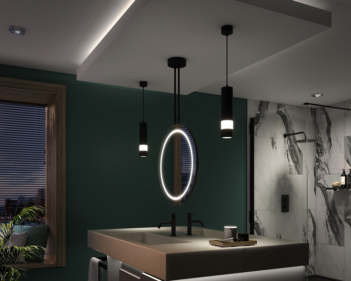 One mirror two different ways to feature in the bathroom. The double sided Ivy is ideal for back-to-back vanity units or position close to a wall for both front facing and atmospheric back lighting creating a soft halo behind the mirror #MakingLightingSimple #sensiolighting