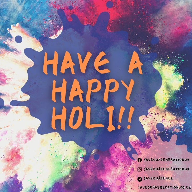 SAVEOURGENUK's tweet photo. Wishing you a Happy Holi!
From everyone here at SOG😁

#happyholi #holi #saveourgeneration https://t.co/CiyMipmU9E