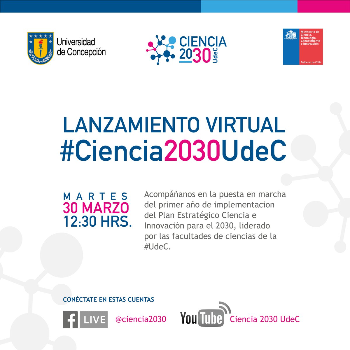Cs_Biolog_UdeC's tweet photo. #AgendaUdeC Mañana nos vemos para conocer el nuevo Plan Estratégico de @2030Udec a las 12.30h 💪🏻. El lanzamiento será por acá https://t.co/Gk3YuPju1G Nosotros también estaremos transmitiendo en conjunto a través de nuestra cuenta en Facebook 👩🏻‍🔬🧑🏻‍🔬 #ciencia2030 #comunidadFCB #udec https://t.co/K0LnezOrg8
