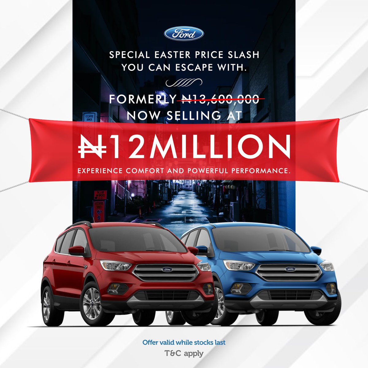 FordNG_'s tweet photo. The Ford escape is packed with incredible features to rock your every trip this Easter.

Purchase a Ford Escape today now selling at ₦12,000,000 formerly ₦13,600,000
Experience comfort and powerful performance.

#Ford #FordCoscharis #FordEscape https://t.co/KP1TbZOtJA