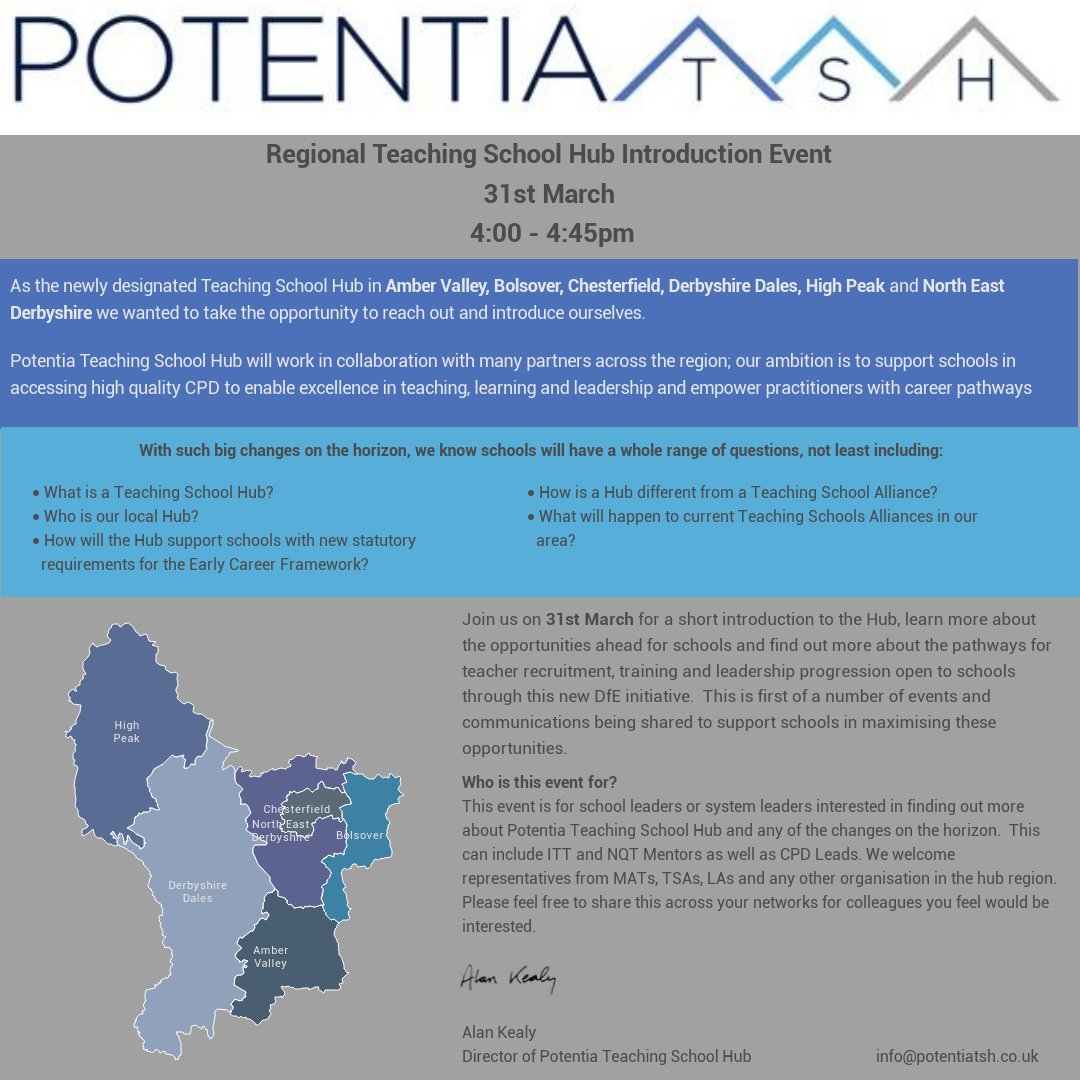 PotentiaTSH's tweet photo. Who are Potentia? 
Why are we the North and East #DerbyshireEducation Hub? 
Find out more information 31st March.
Sign up here: https://t.co/UmmtVUw0Jn

#derbyshirecpd #itt #ecf #teachingschoolhub #derbyshirehub #npq #cpd #potentiatsh https://t.co/tG1KBl1caW