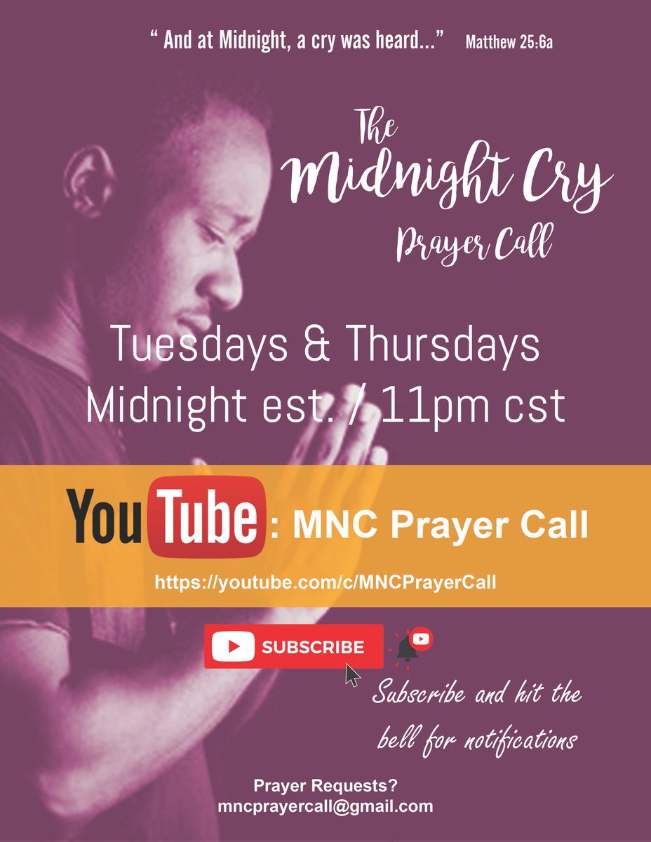 ApprovedbyHim's tweet photo. The #MidnightCry Prayer Call will resume on Tuesday, April 6th on @YouTube 🙏🏽 https://t.co/GqvCK0sE6R