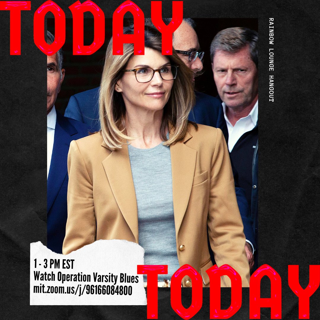 TODAY learn about the scam to get the kids of rich and famous families into top US colleges.  Watch the documentary Operations Varsity Blue with us! 

1-3 PM EST
mit.zoom.us/j/96166084800
