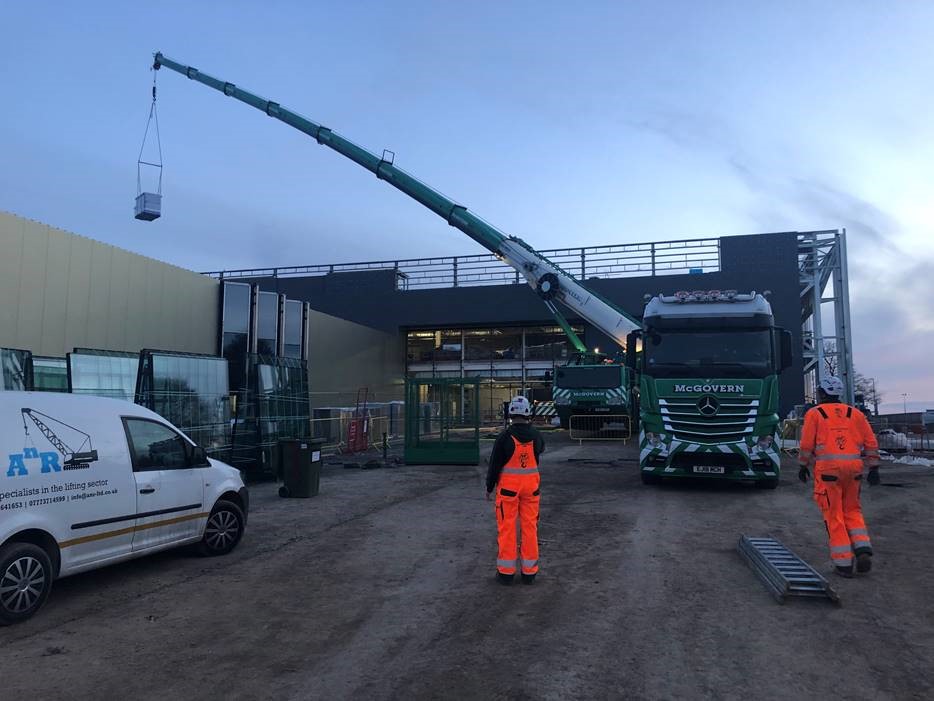 derry_bs's tweet photo. We love a #CraneLift that much we'll stick around until #Dusk to complete it…a long day for the #team last week @DerbyCC #MoorwaysSportsVillage but a very productive one #UpUpAndAway #PipesAndWires #KeyMilestone Thanks to @McGovern_Cranes for seeing this one through #DoubleBusy https://t.co/kPewx1FExB