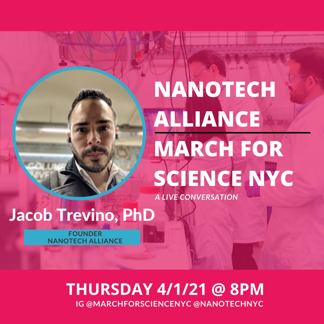 NanotechNyc's tweet photo. Celebrate #NanoDays with our founder @JTrevinoNano! He will speak with @omargowayed @sciencemarchnyc Thursday 8PM ET on IG to talk about how our org got started &amp; how to get involved!

Make sure you are following us on IG:
https://t.co/Jgm0BaeC35 https://t.co/XGaYXMCMAc