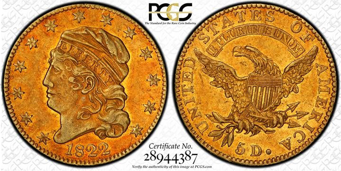 Oroinformacion's tweet photo. Half Eagle de 1822 vendido por 8,4 millones de dólares en la subasta de Stack’s Bowers https://t.co/JBv5B4uuT5 #moneda #subasta #oro #gold #numismática #HalfEagle @StacksBowers https://t.co/HQesaBavsZ