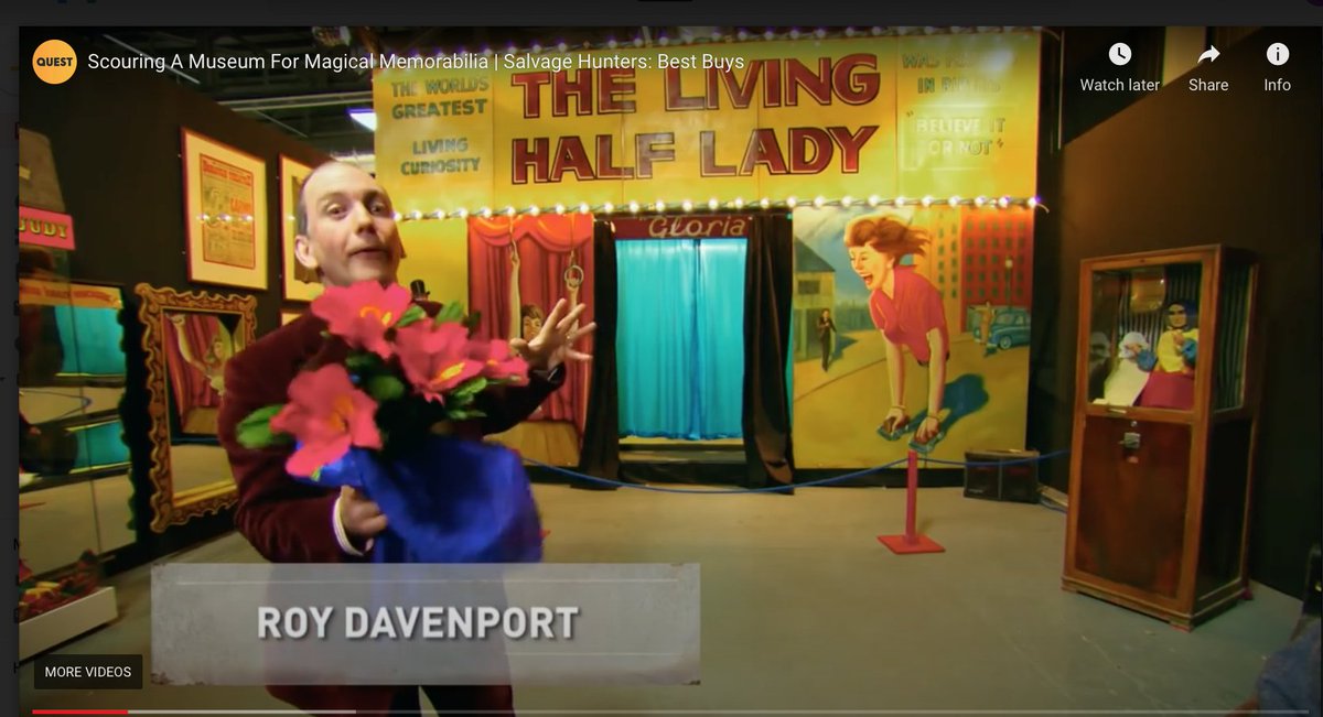 sideshowmagic's tweet photo. A blast from the past - Our restored Living Half Lady Show, originally created by Jon Gresham was featured for a season in 2014 at Davenport's Magic Kingdom, sadly now closed. This is a still from the programme Salvage Hunters on the Quest Channel with Roy Davenport. https://t.co/u4uTqBlFJe