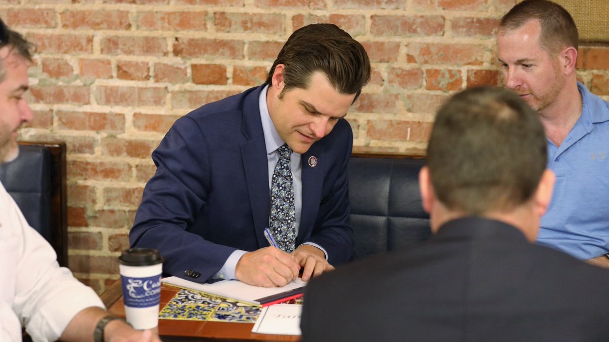 FmrRepMattGaetz's tweet photo. I'm thankful for local leaders and elected officials in Okaloosa County and Crestview who are committed to the wellbeing of small businesses and residents in Northwest Florida.
Great to talk economics, the Crestview Bypass project, and more with these leaders today! #OpenGaetz https://t.co/ENiGjeZ75i