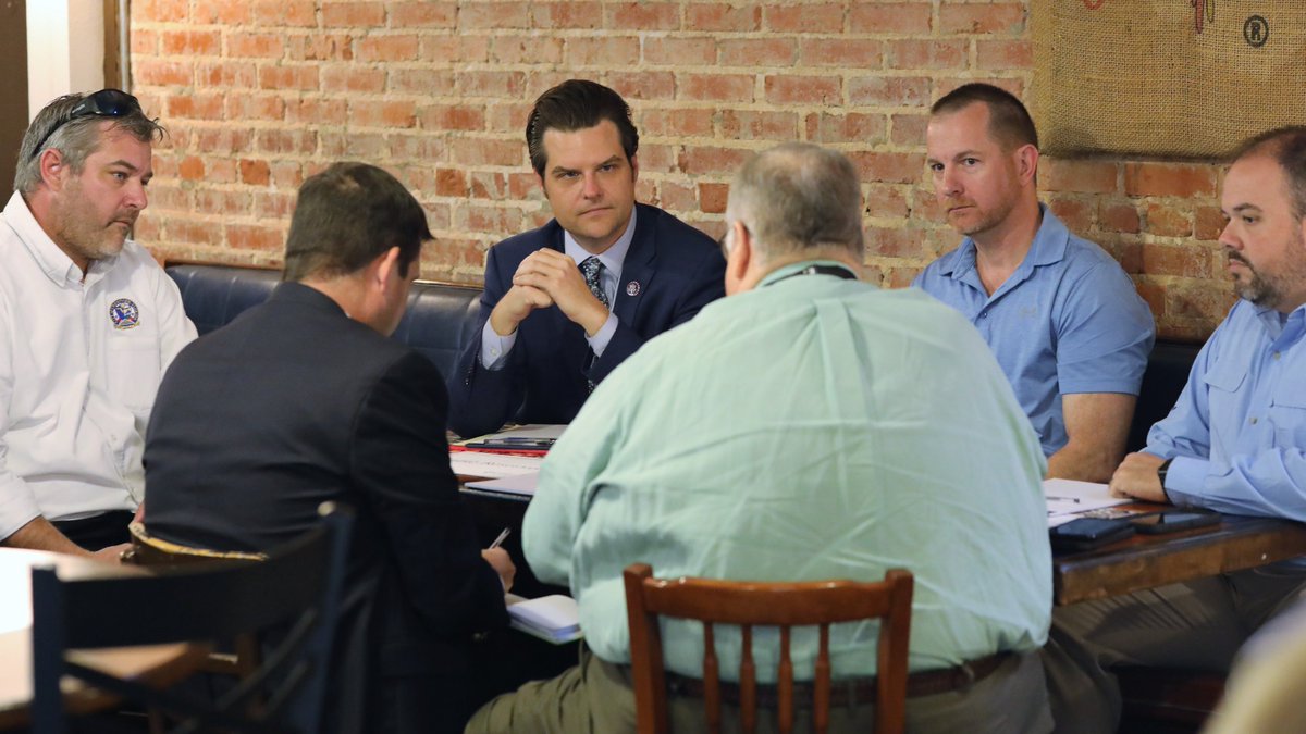 FmrRepMattGaetz's tweet photo. I'm thankful for local leaders and elected officials in Okaloosa County and Crestview who are committed to the wellbeing of small businesses and residents in Northwest Florida.
Great to talk economics, the Crestview Bypass project, and more with these leaders today! #OpenGaetz https://t.co/ENiGjeZ75i