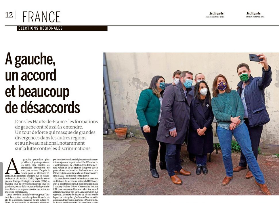 Aouizille's tweet photo. Pendant que ça s'étripe sévère au niveau national, dans les Hauts-de-France on fait vivre notre union.

C'est fou ce que ça fait du bien de se battre contre la droite et l'extrême droite plutôt que d'alimenter la guerre civile à gauche et le concours de beauté présidentiel. https://t.co/5wbhvqacTl