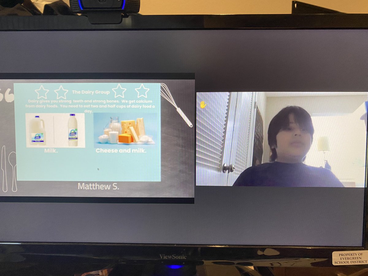 rena8313's tweet photo. Distance learning does not mean students can’t share their knowledge and learning. I love seeing students present their work! #healthyfoodhealthyme https://t.co/B28LAFH3ol