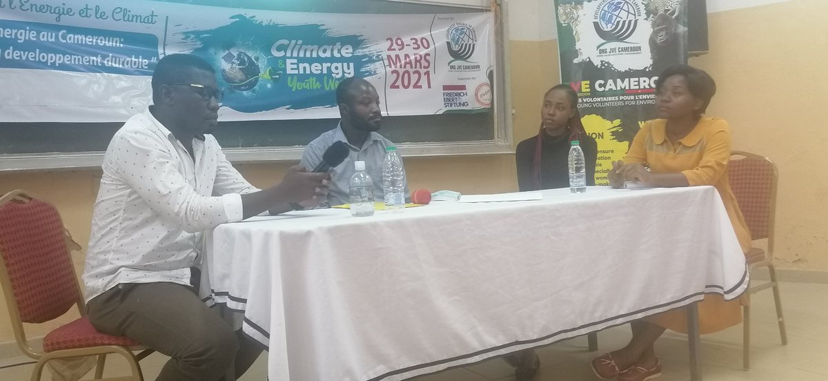 The CEYoW is still ongoing at <a href="/ENSPolytech_UY1/">Ecole Nationale Supérieure Polytechnique de Yde</a>. This panel reserved for sharing the experiences of young people on their actions to adress climate change. 
 <a href="/minepded/">MINEPDED_CAMEROUN</a> <a href="/MinesupCmr/">MINESUP Cmr-Officiel</a> <a href="/bsdkrs/">Blondel Silenou</a> <a href="/HPaglaga/">Hervé Donatien MAKEBEL PAGLAGA</a> <a href="/Cladelle2/">Cladelle Tido</a> <a href="/AzimbombiM/">Azimbombi Myra</a> @PossiWambo <a href="/Minjec00237/">Minjec 237</a> @FESnewsbrief <a href="/JVE_Int/">JVE International</a>