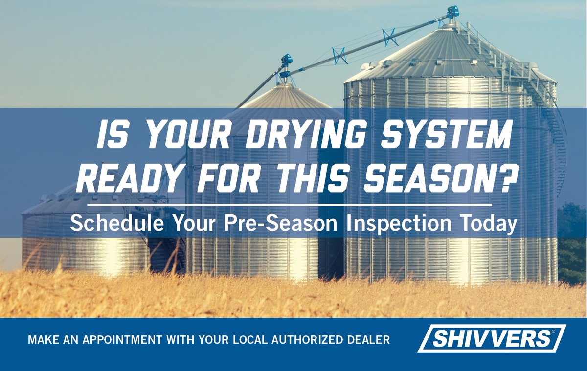 ShivversMfg's tweet photo. Ask your dealer about our Pre-season Inspection Program to ensure your Shivvers System is ready for this fall. 
#plant21 #preseasoninspection #graindryer #shivvers #madeintheusa #harvest21 #farm #farm365 #ag #agriculture #farming #agriculturelife #farmer #farmHer https://t.co/AmezjXYzIz