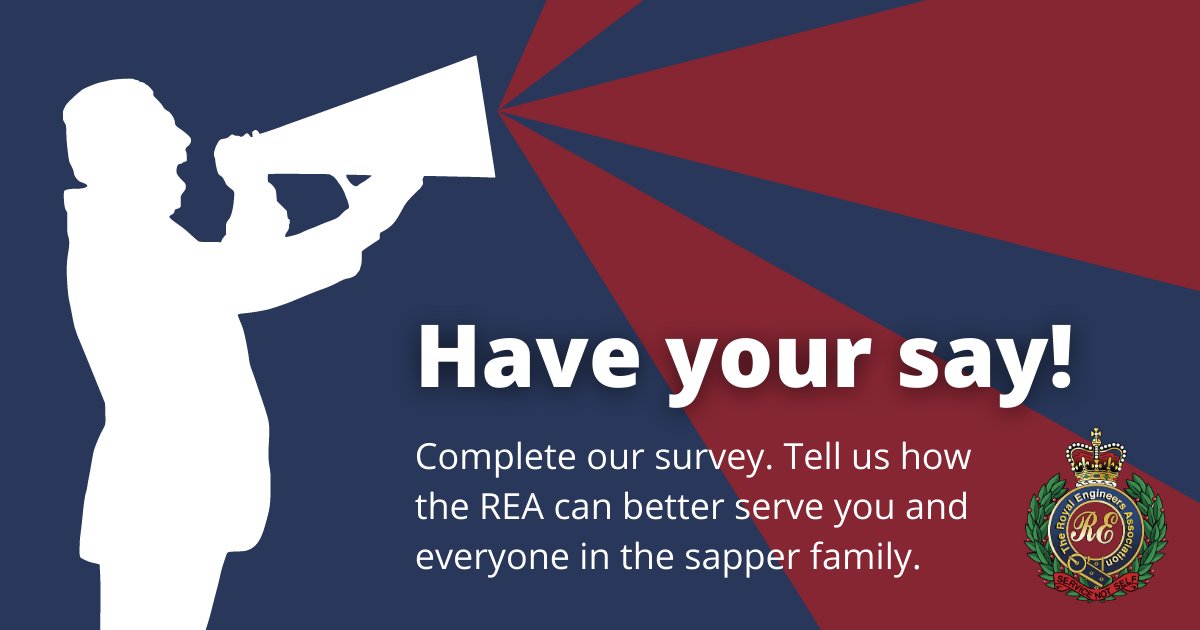 Have your say! 💬 This is YOUR association and we want to know what you think. Your feedback will help us improve the REA's services for everyone in the #SapperFamily. It takes just 5 minutes! Complete our survey now: surveymonkey.co.uk/r/REAmembership.