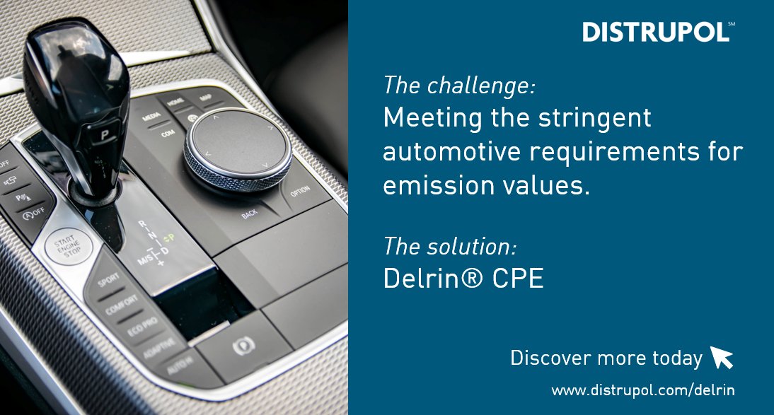 Distrupol's tweet image. Delrin® CPE from DuPont™ is a groundbreaking extension of the innovative Delrin homopolymer acetal portfolio, which can reduce volatile emissions by up to 70%, whilst also tackling mould deposit problems.

Get in touch to find out more!