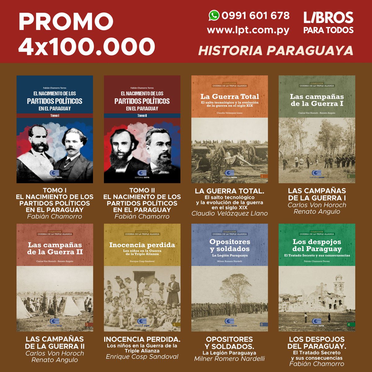 LibrosLPT's tweet photo. Llevate 4 libros a tu elección, por G. 100.000. Clásicos de literatura e historia para todos los gustos. 📚 https://t.co/XSv0RAUO6T