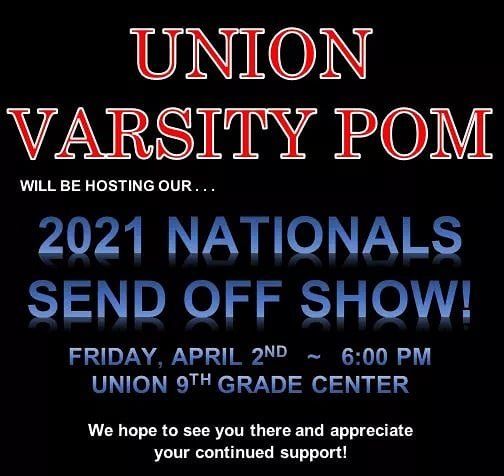 UnionPom's tweet image. THIS FRIDAY!!!  Come out and wish your favorite Pom Team good luck before they head out to compete at DTU Nationals in Orlando Florida next week!!!