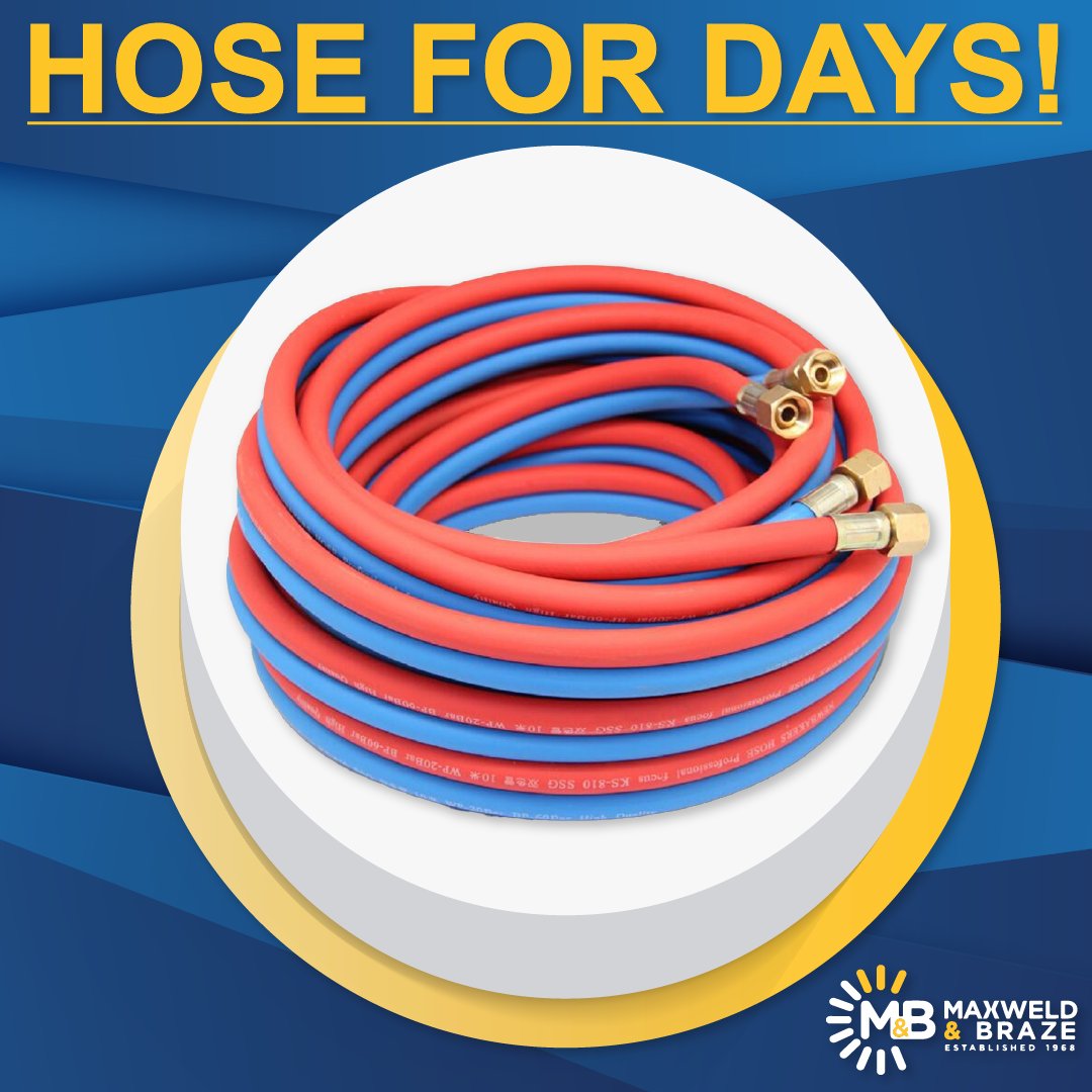 MaxweldBraze's tweet photo. Hose for DAYS!
Contact Maxweld &amp; Braze for the best priced hose around! This high-quality hose comes in 8mm diameter in both Oxygen and Acetylene variations. 

For more information, contact us on 011 841 9800 
#hosefordays #oxygen #acetylene #welding #industrialsupplies https://t.co/cBZvTByPTN