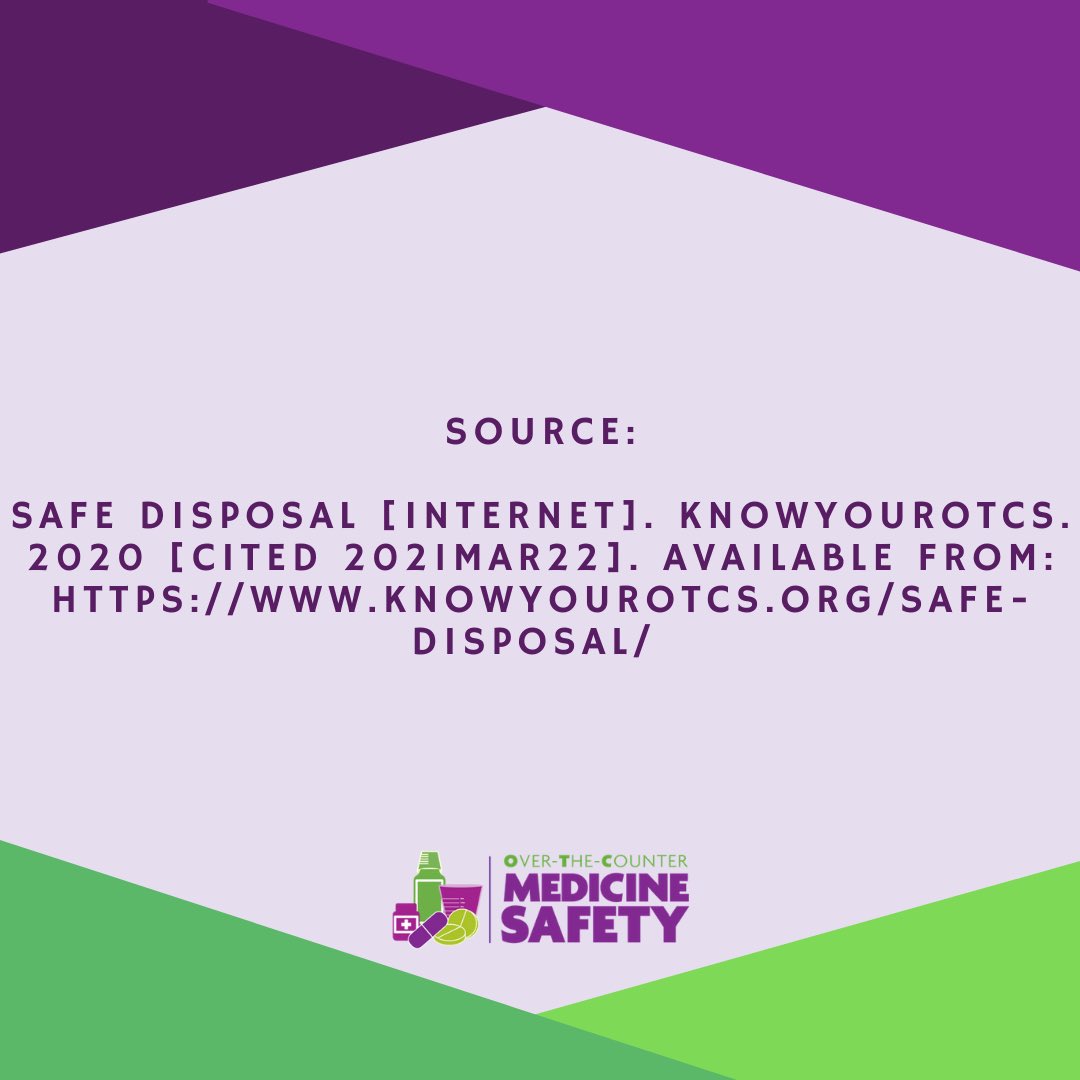 ACPHSAPhAASP's tweet photo. Welcome to Day 8 of the OTC Medicine Safety social media campaign!
Today we will discuss how to properly dispose of expired or unwanted medication. https://t.co/SCehJqmLdT