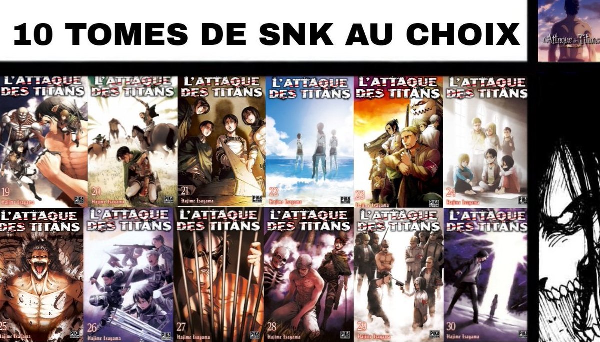 AttaqueTitansFR's tweet photo. [Concours !]

Tentez de remporter 10 tomes de Snk de votre choix !

Pour participer, il faut :
- Suivre @AttaqueTitansFR, @Teruko_Ink et @_mfts 
- Retweeter ce tweet !

T.A.S le 29 avril ! https://t.co/g5Mfj0GWrt