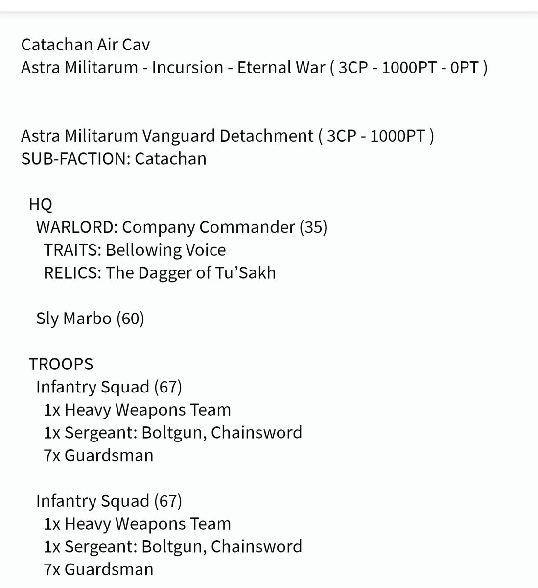 calbrown1985's tweet photo. An idea for an small catachan Air cav force with light artillery support.
#40kbattleforge https://t.co/v0rhVCItT8