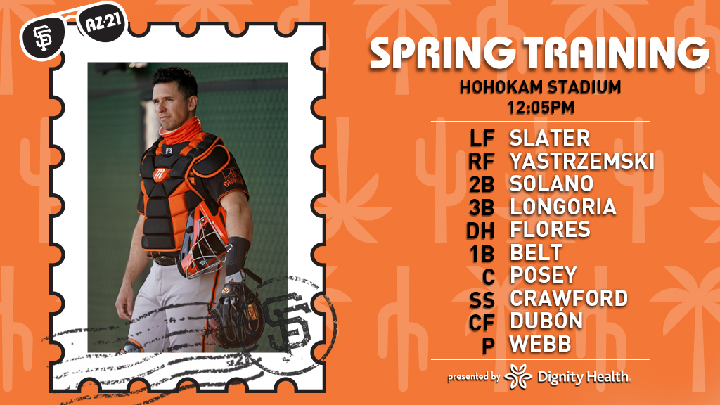 The last #SFGSpring lineup for 2021 ⬇️

📍 Hohokam Stadium
⏰ 12:05 PM 
📻 <a href="/KNBR/">KNBR</a>