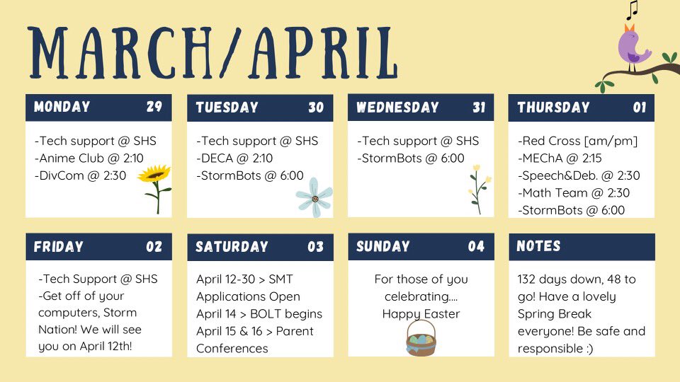 SKYVIEWSTORMASB's tweet photo. Last week before spring break, work hard skyview! https://t.co/y6qJlVlShA