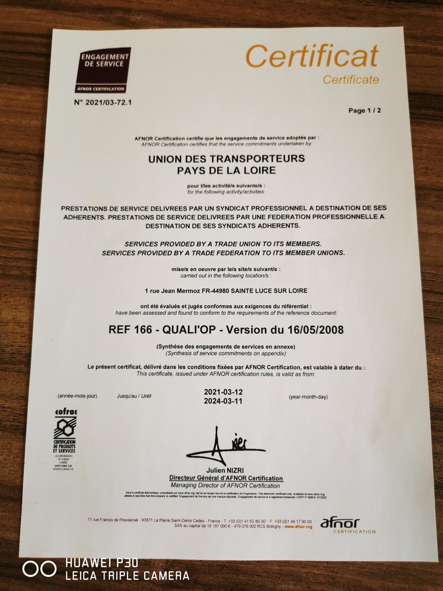 La <a href="/FntrPDL/">FNTR Pays de Loire</a> certifiée @AFNORQualiOP... qualité de service aux adhérents et implication des collaborateurs <a href="/FNTR/">FNTR</a> <a href="/cedap_assopro/">Cedap</a>