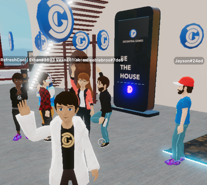 KrisOnCrypto's tweet photo. If you need help at Tominoya Casino in @decentraland  find someone with the floating $DG logo! @decentralgames added this update:

"-added a spinning DG logo above the heads of the Casino Hosts! So now you know who you can ask for help!"

Click the logo to go to the DG website 🚀 https://t.co/CG3w2eyjYy