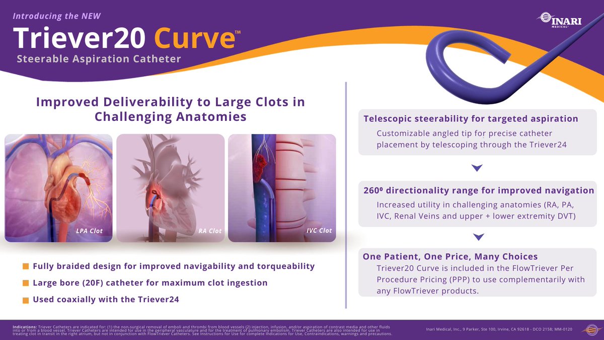 Introducing the T20Curve! Fully braided design for improved navigability and torqueability | Large bore (20F) catheter for maximum clot ingestion | Used coaxially with the Triever24