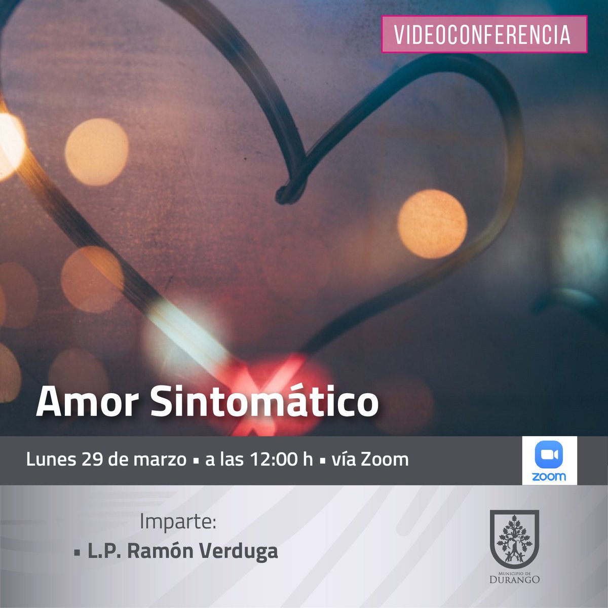 #VideoConferencia ➡️ Amor Sintomático.

📆 29 de marzo 
⏰12:00 horas 
¡Inscríbete! ⬇️
us02web.zoom.us/meeting/regist…
Luego de la inscripción, recibirá un correo electrónico de confirmación.