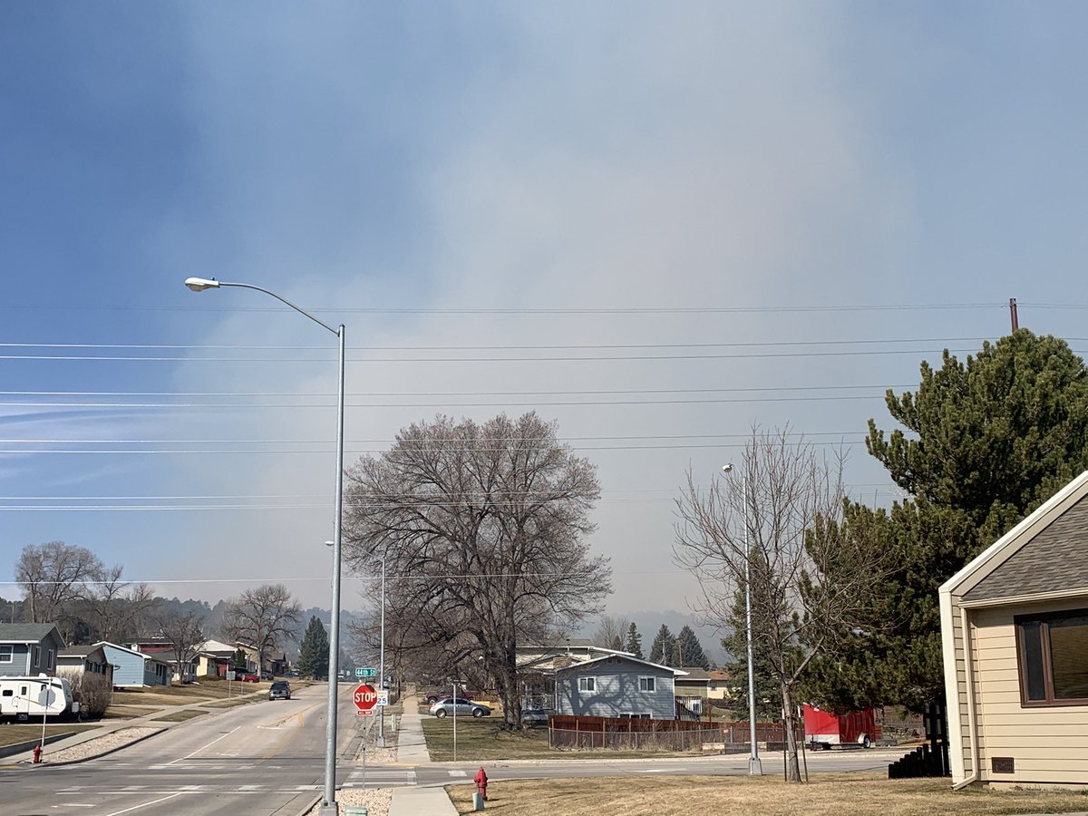 MON-10:27 AM -wildfire smoke filling my complex. Making pre-preparations to evacuate my residence. Residents on the far west side of Rapid City should monitor the situation and follow <a href="/NewsCenter1/">KNBN-TV Rapid City</a> for any updates, in close cooperation with state and local officials. <a href="/NWSRapidCity/">NWS Rapid City</a>