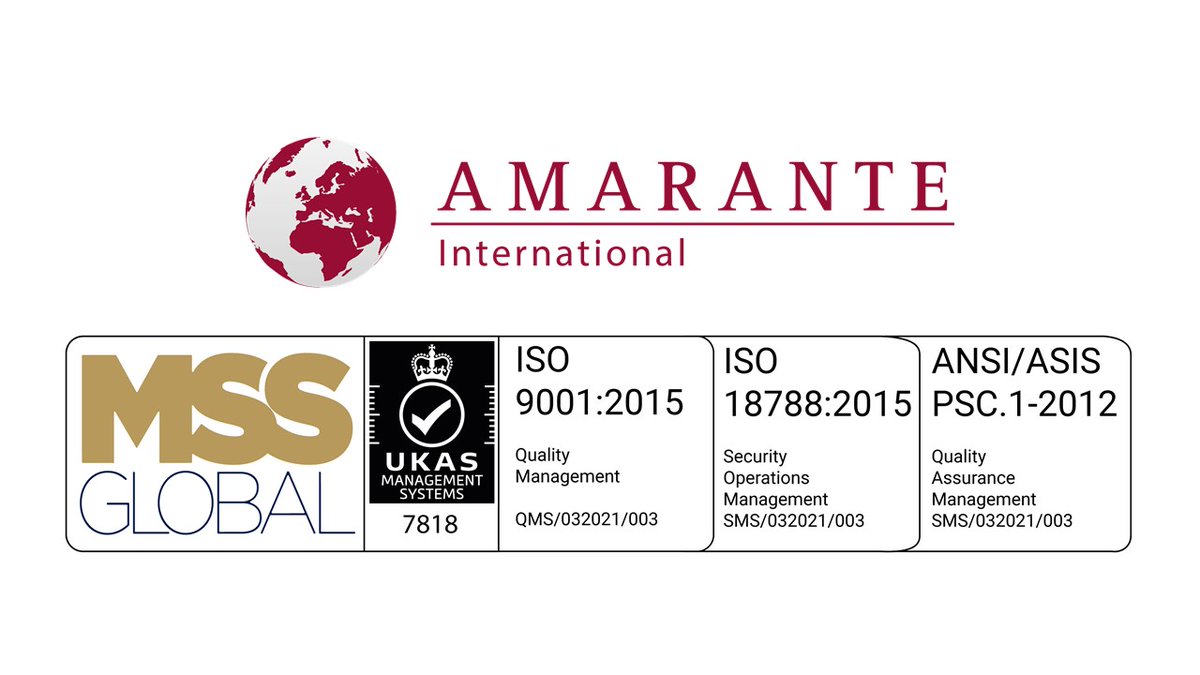 Amarante est fier d’annoncer son obtention des certifications ISO 9001:2015, ISO 18788:2015, et ANSI/ASIS PSC.1-2012 ! Cela récompense l’engagement de nos équipes à délivrer des services performants et respectueux de nos valeurs.
#ISO9001 #ISO18788 #PSC.1. #sûreté #MSSGlobal