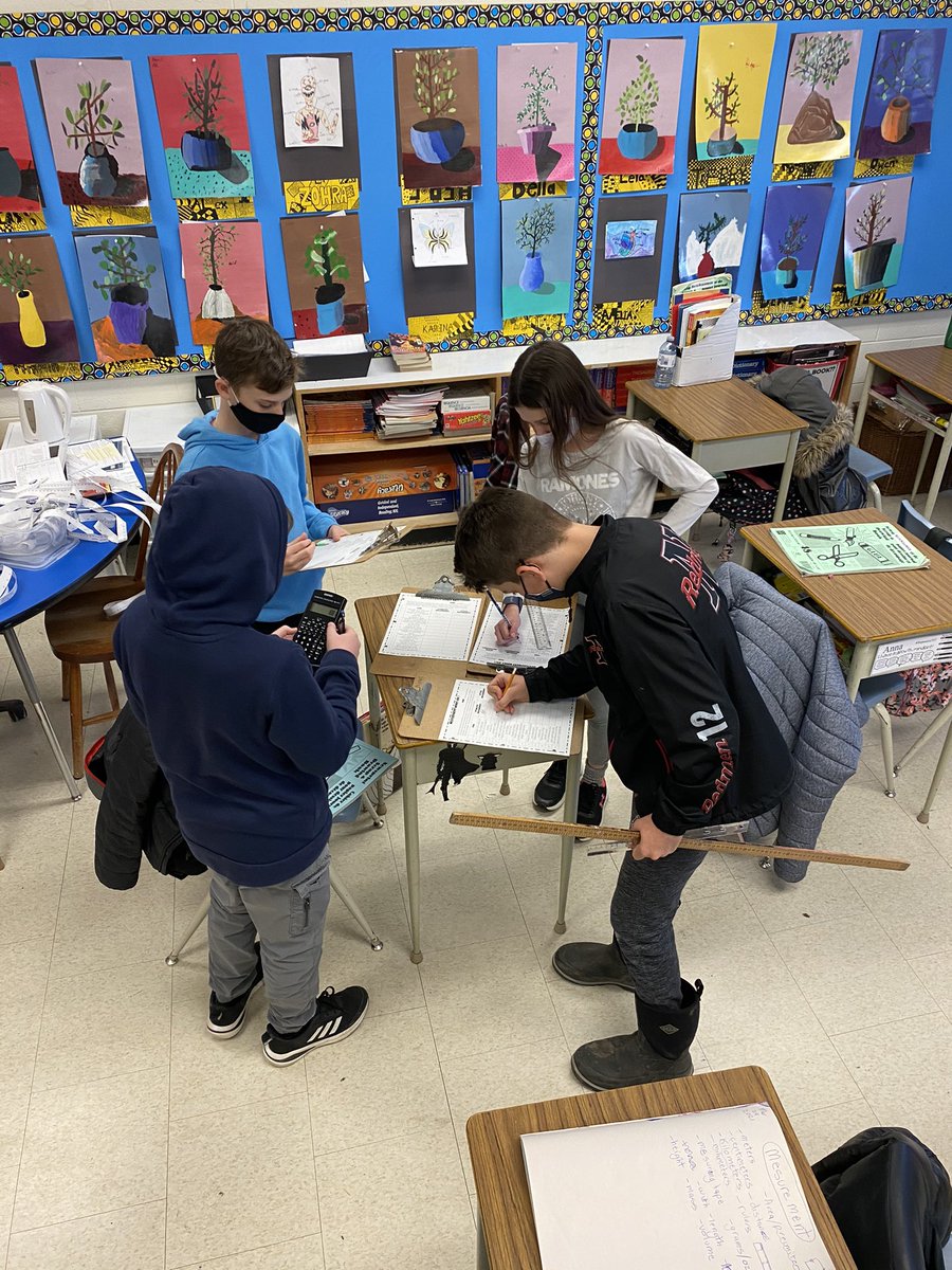 denneclegg's tweet photo. It was a MINDS ON morning about measurement today! Groups worked to remember different units, methods of using various tools and proper formats for writing distances. There will be carry-over into tonight’s homework😃 https://t.co/QvhgW5aFs9