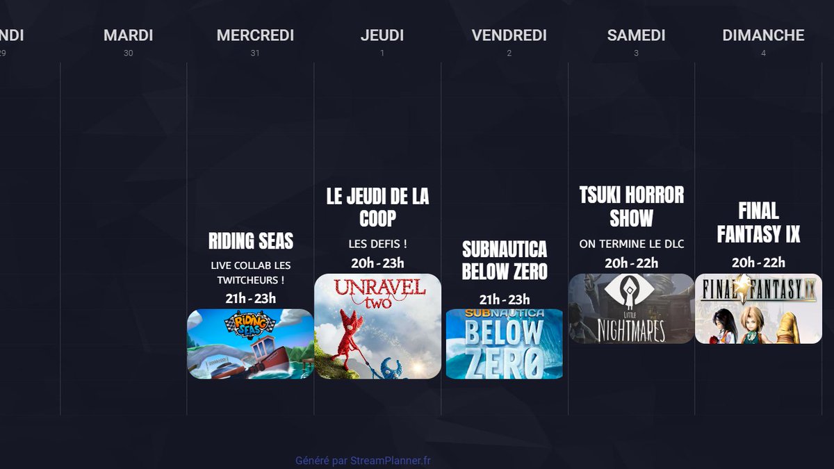 TsukiMegami_'s tweet photo. Bonjour !
Le planning de la semaine est arrivé !
Quasiment que des streams de 2 heures parce que je commence à accumuler pas mal de fatigue que je vais essayer de rattraper sans pour autant tout arrêter !
Bonne semaine !
#twitch #planning #lestwitcheurs https://t.co/50AJKomIPG