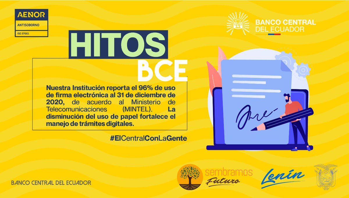 BancoCentral_Ec's tweet photo. #HitosBCE | Fomentamos el uso de herramientas digitales para agilizar y facilitar los trámites y mantener las normas de bioseguridad que cuidan de nuestra salud 😌↔️😌.
¡#ElCentralConLaGente trabaja para la comunidad y su bienestar económico!
Dale like y comparte👉 https://t.co/xo1yLY15YQ