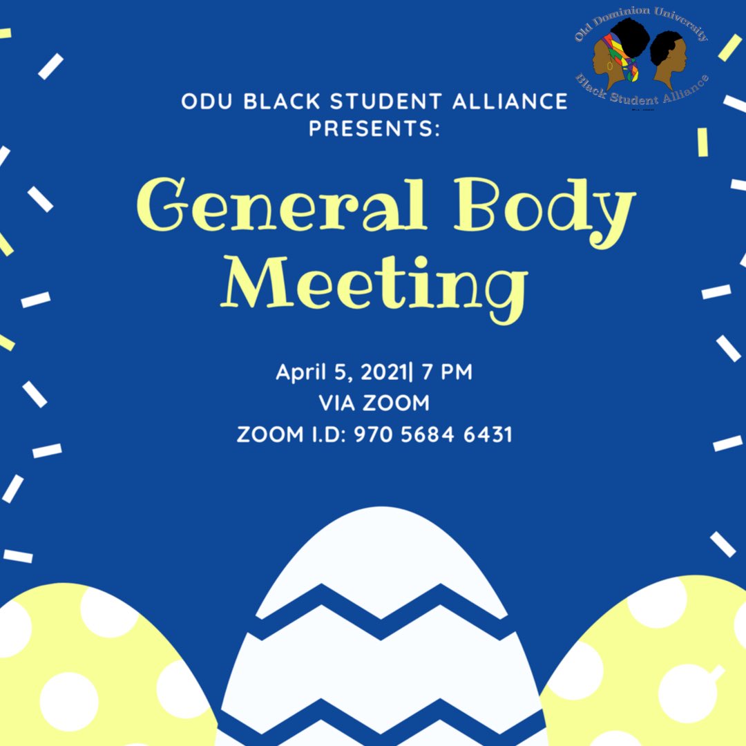 Happy Monday Monarchs!
Please be sure to join our last General Body Meeting of the semester on April 5th at 7:00 PM via Zoom. As this will also be a information session on how to become apart of the Executive Board for the upcoming Fall 2021 semester! See you soon! ✊🏼✊🏽✊🏾✊🏿