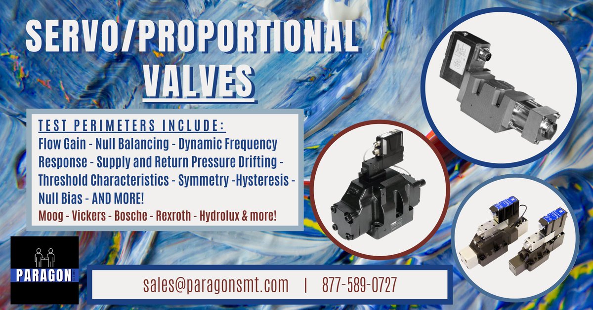ParagonSmtLtd's tweet photo. Paragon SMT Ltd provides complete Servo Valve Repair. We have the expertise and testing equipment to ensure all servo valve repairs are 100%.  We do repair work on a multitude of brands including Moog, Rexroth Bosch, Parker, Vickers and more. https://t.co/ho1ZLNIVQm https://t.co/0yxWTZGKS0