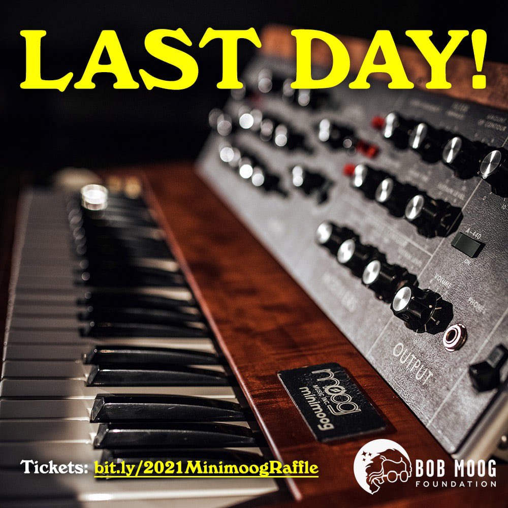 Michelle Moog-Koussa (@themoogstress) on Twitter photo Get it before it’s gone! 🔥⏰
Less than 600 tickets left! Get’em here: bit.ly/MinimoogRaffle…
#moog #minimoog #modeld #bobmoog #vintagesynth #iconicsynth #moogsynth #moogsynthesizer #synth #synthesizer #bobmoogfoundation #raffle #moogseum #avl Get it before it’s gone! 🔥⏰
Less than 600 tickets left! Get’em here: bit.ly/MinimoogRaffle…
#moog #minimoog #modeld #bobmoog #vintagesynth #iconicsynth #moogsynth #moogsynthesizer #synth #synthesizer #bobmoogfoundation #raffle #moogseum #avl